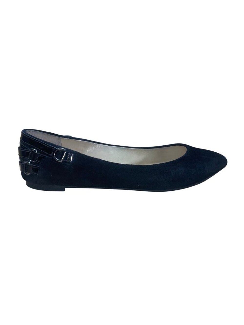 Enzo Angiolini Women’s Black Suede Strap And Buckle Detail Shiana Flats Size 8M